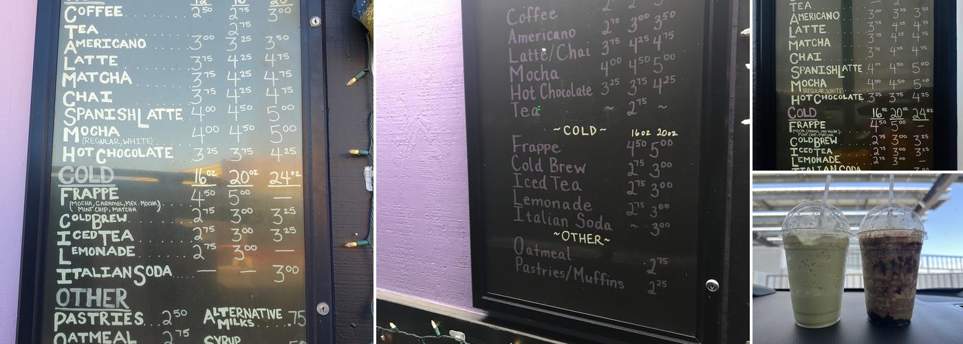 Jack's Coffee Menu