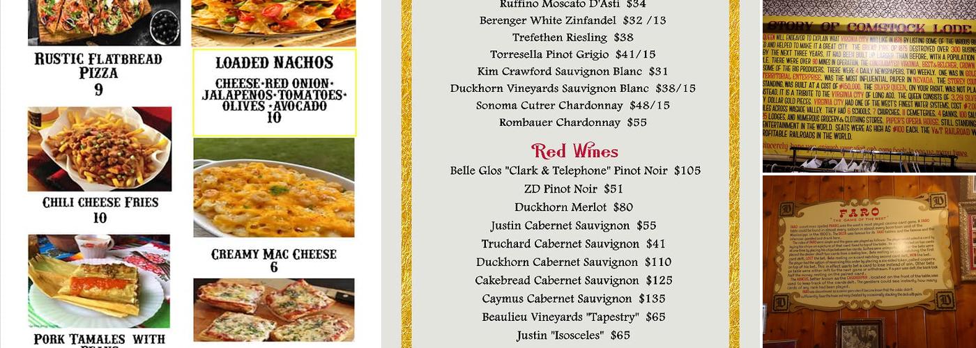 The Delta Saloon Menu