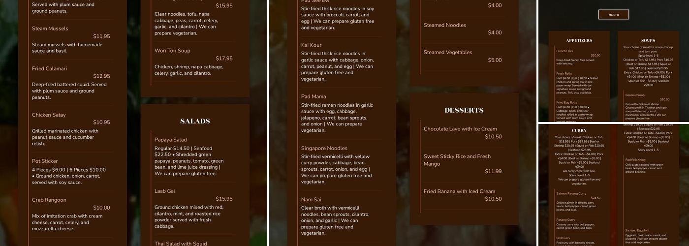 Ginger Thai Kitchen Menu