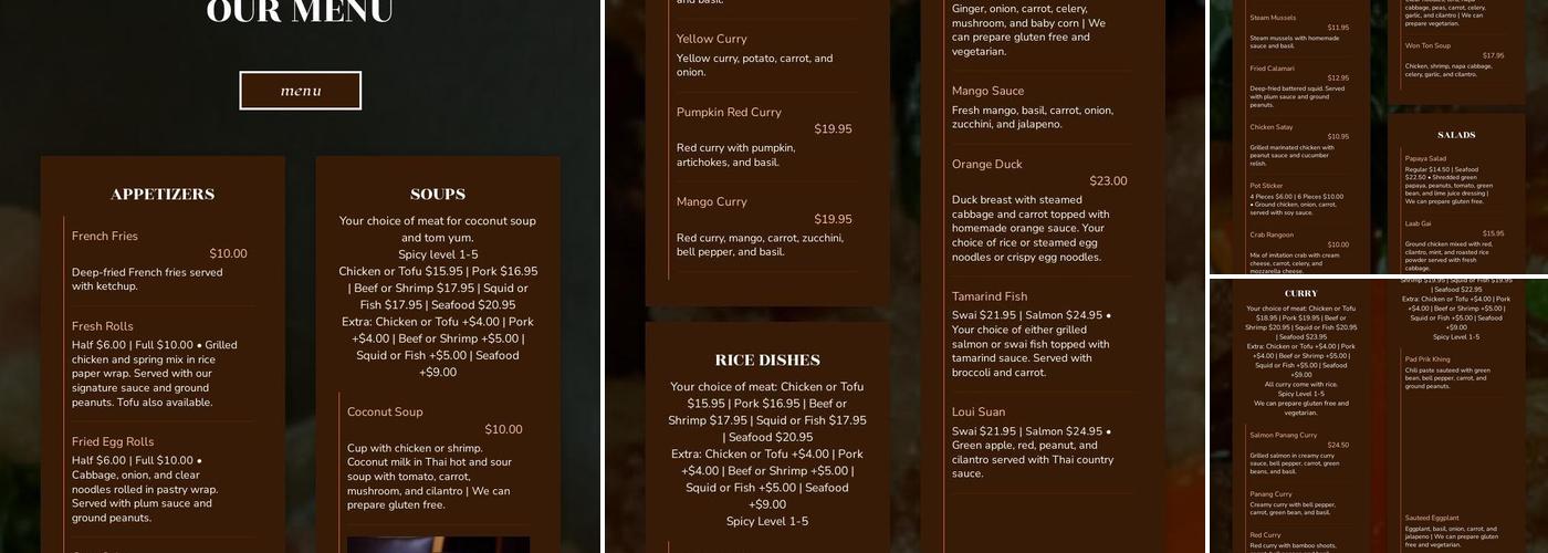Ginger Thai Kitchen Menu