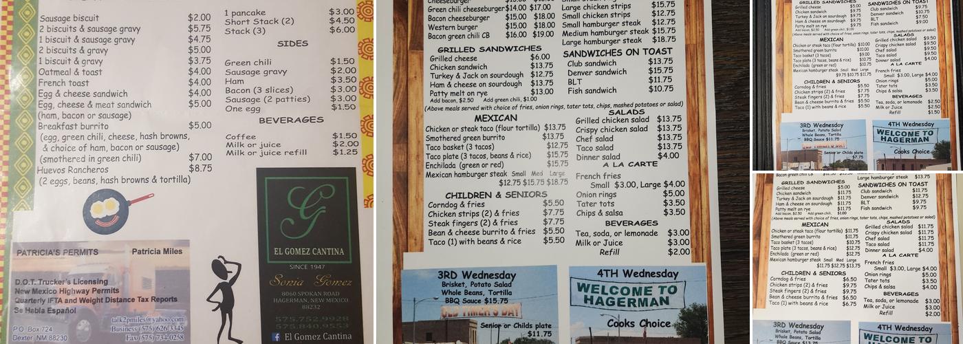 Toby's Menu