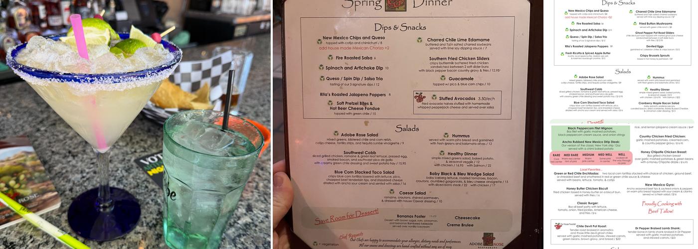 Adobe Rose Restaurant Menu