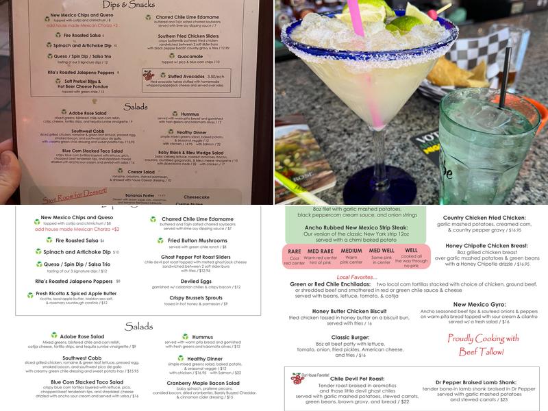 Adobe Rose Restaurant Menu
