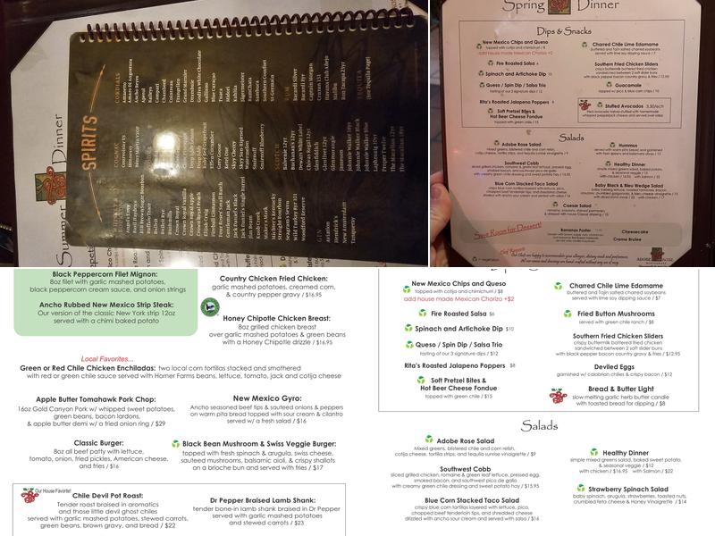 Adobe Rose Restaurant Menu