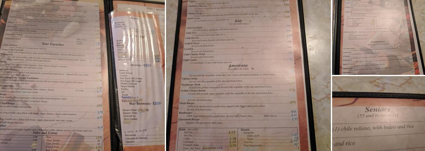 La Fiesta Restaurant Menu