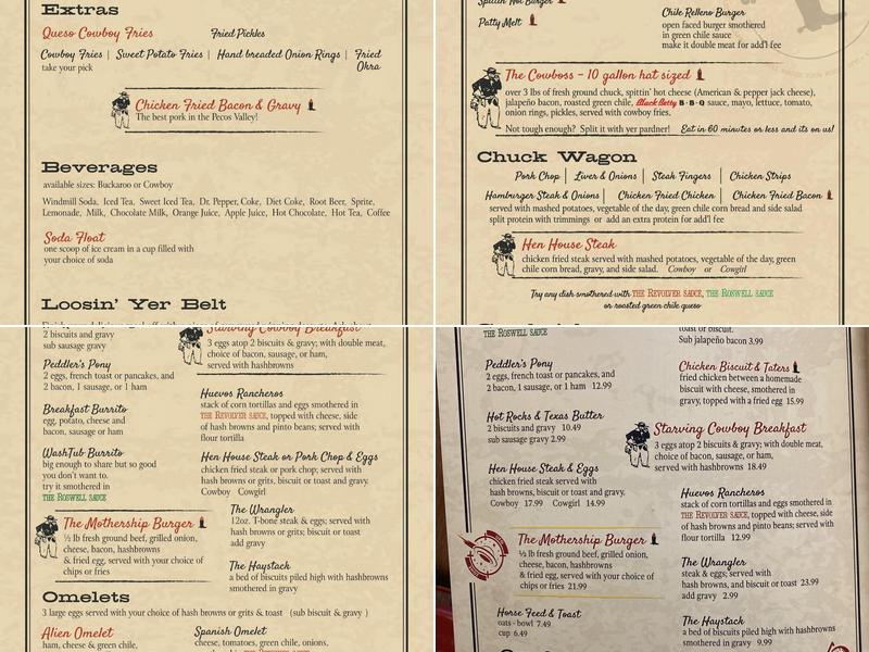 Cowboy Cafe Menu