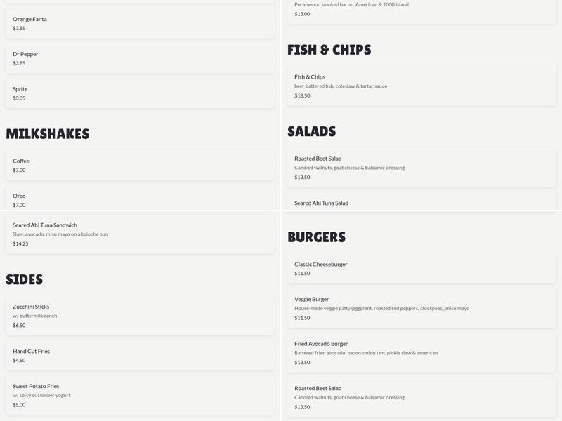 Holy Burger Menu