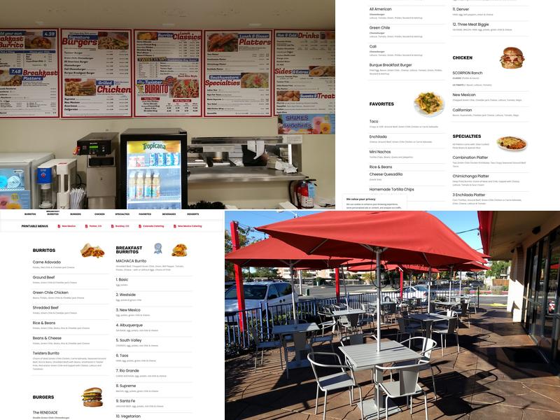 Twisters Burgers and Burritos Menu