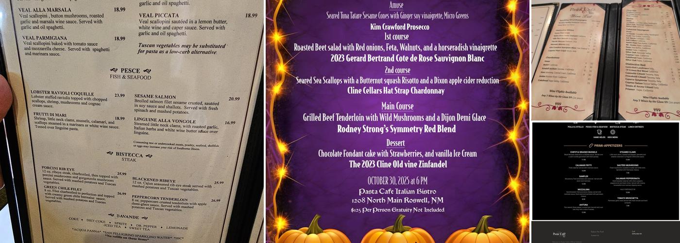 Pasta Cafe Italian Bistro Menu