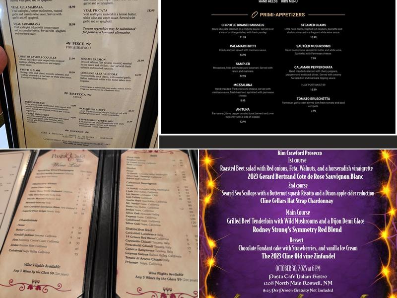 Pasta Cafe Italian Bistro Menu