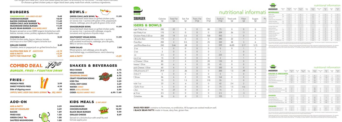 Grassburger Menu