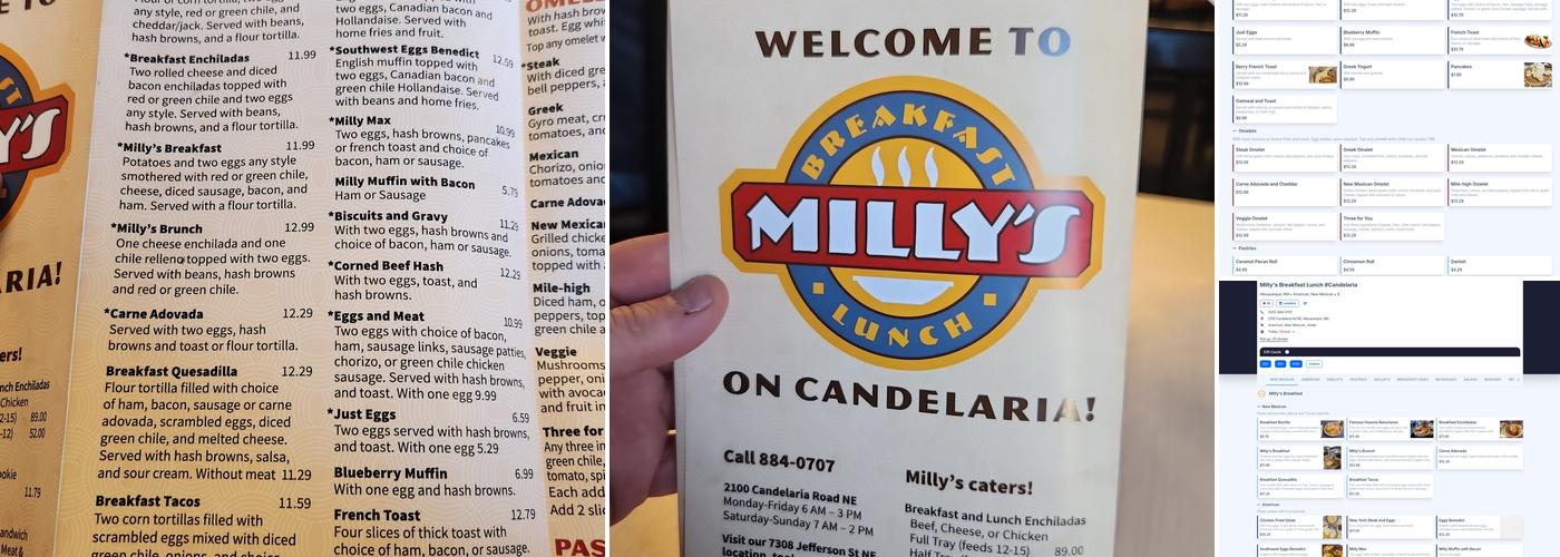 Milly's Breakfast Lunch Menu