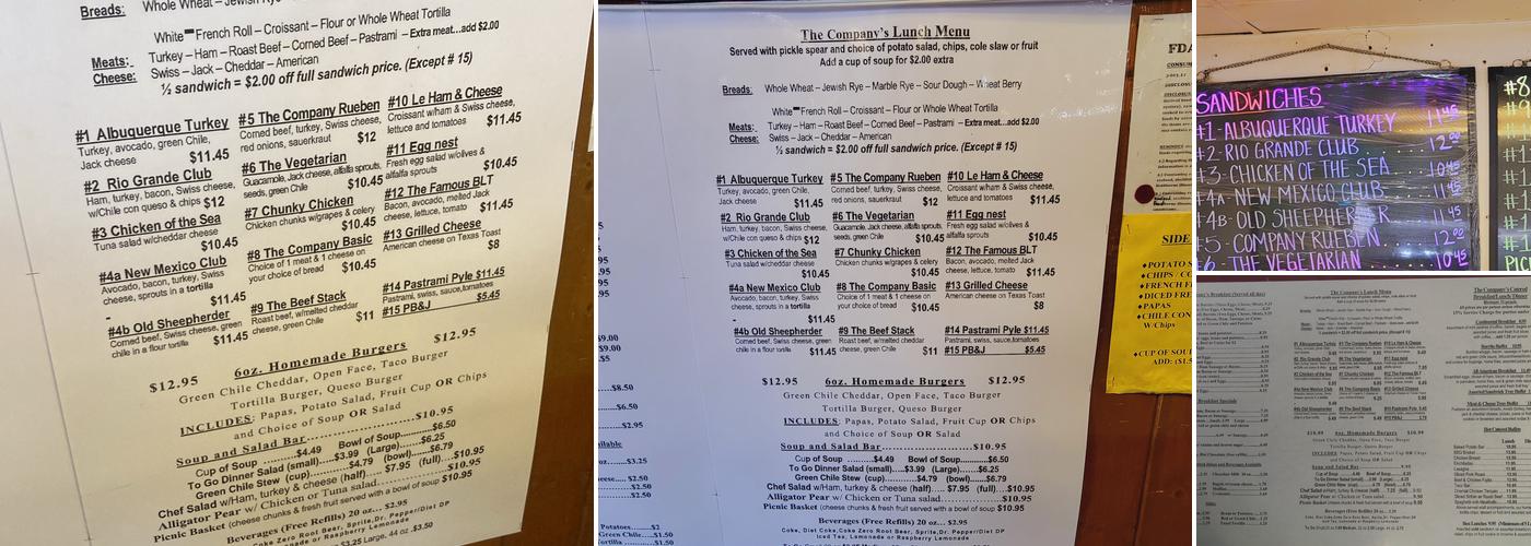 The Sandwich Company Menu