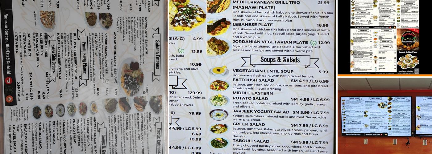 Sahara Menu