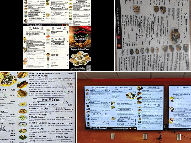 Sahara Menu