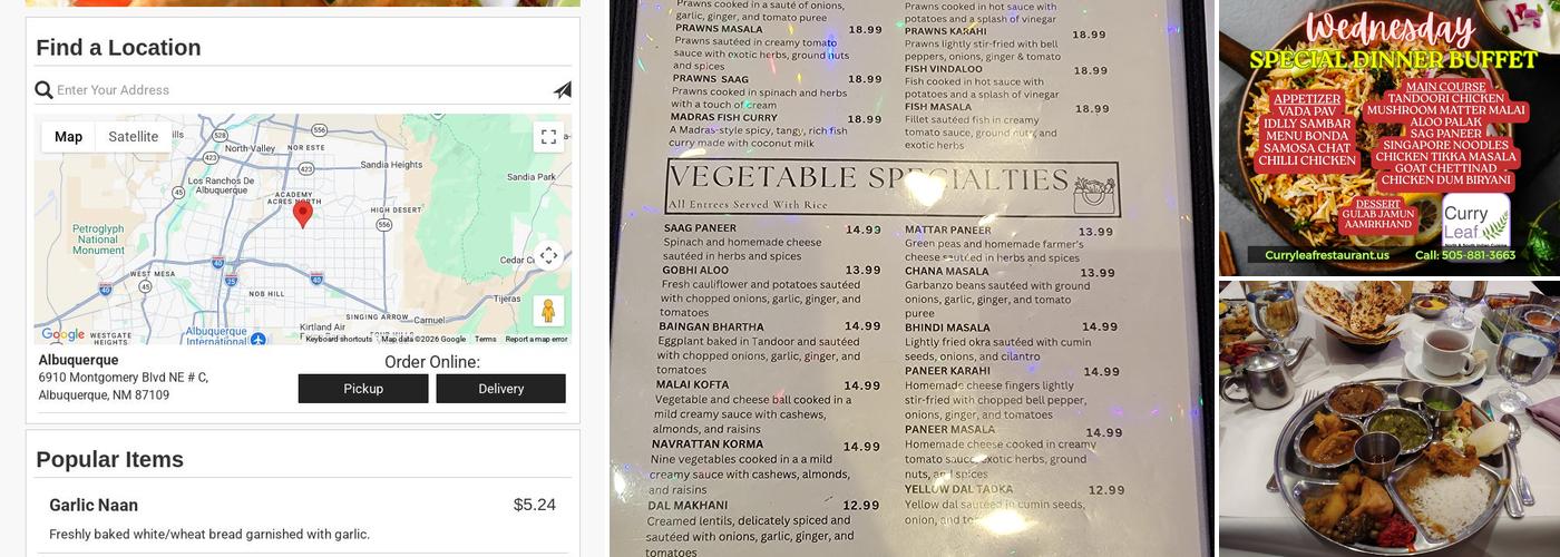 Curry Leaf Restaurant Menu