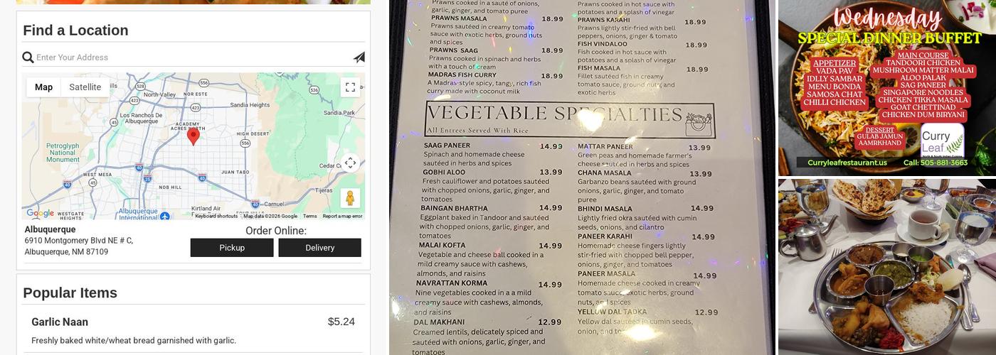 Curry Leaf Restaurant Menu