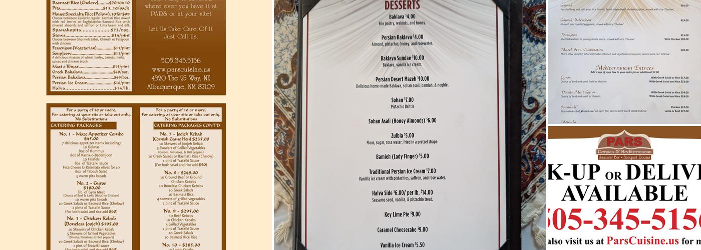 Pars Cuisine Menu