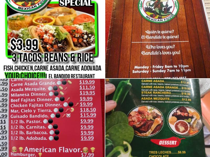 Bandido Hideout Menu