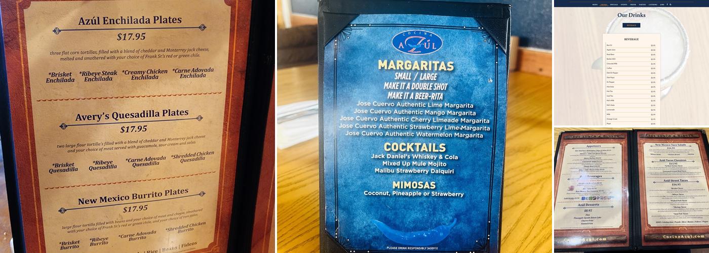 The Original Cocina Azul Menu