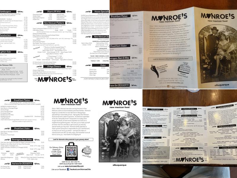 Monroe's Restaurant Menu