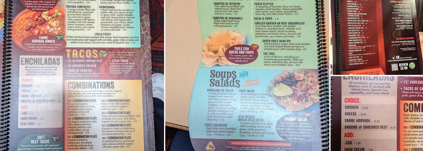 Little Anita's New Mexican Food Menu