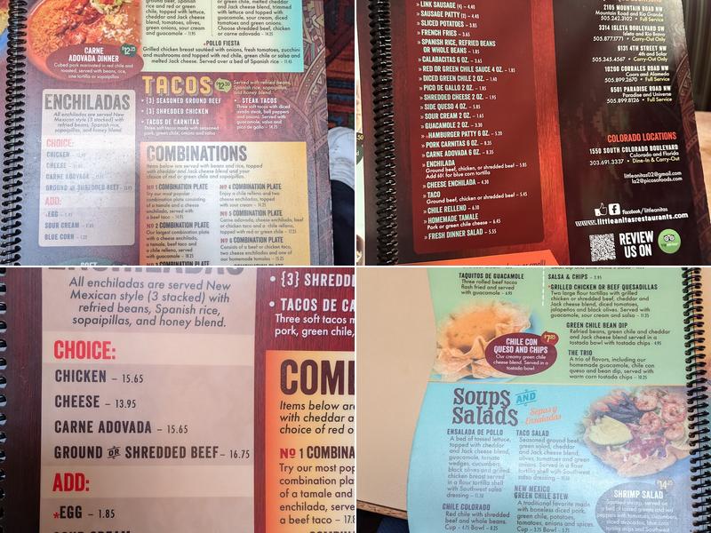 Little Anita's New Mexican Food Menu