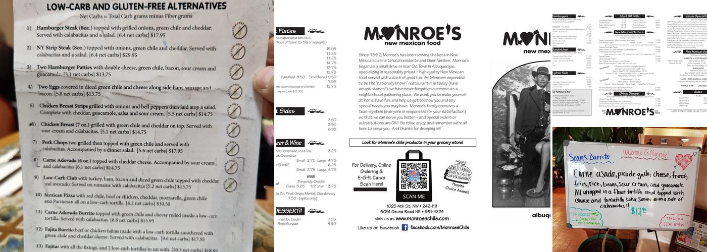 Monroe's Restaurant Menu