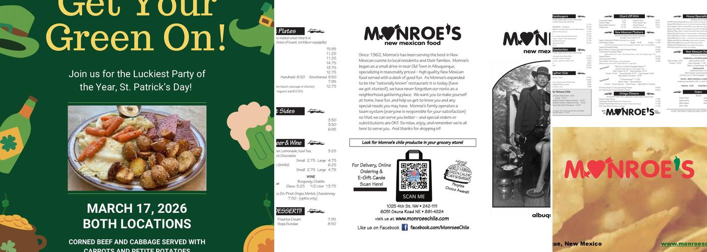 Monroe's Restaurant Menu