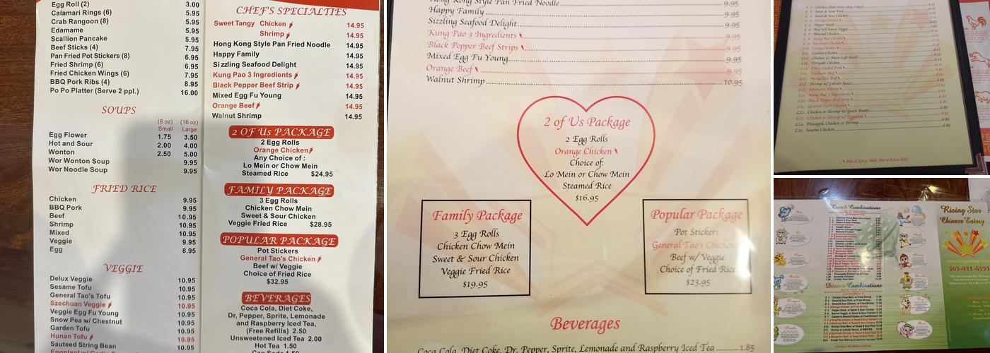 Rising Star Chinese Eatery Menu