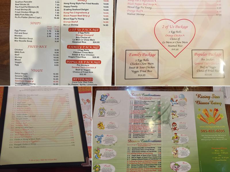 Rising Star Chinese Eatery Menu