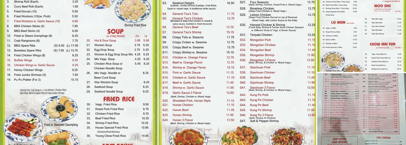 China Garden Restaurant Menu