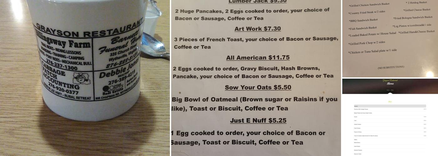 Grayson Restaurant Menu