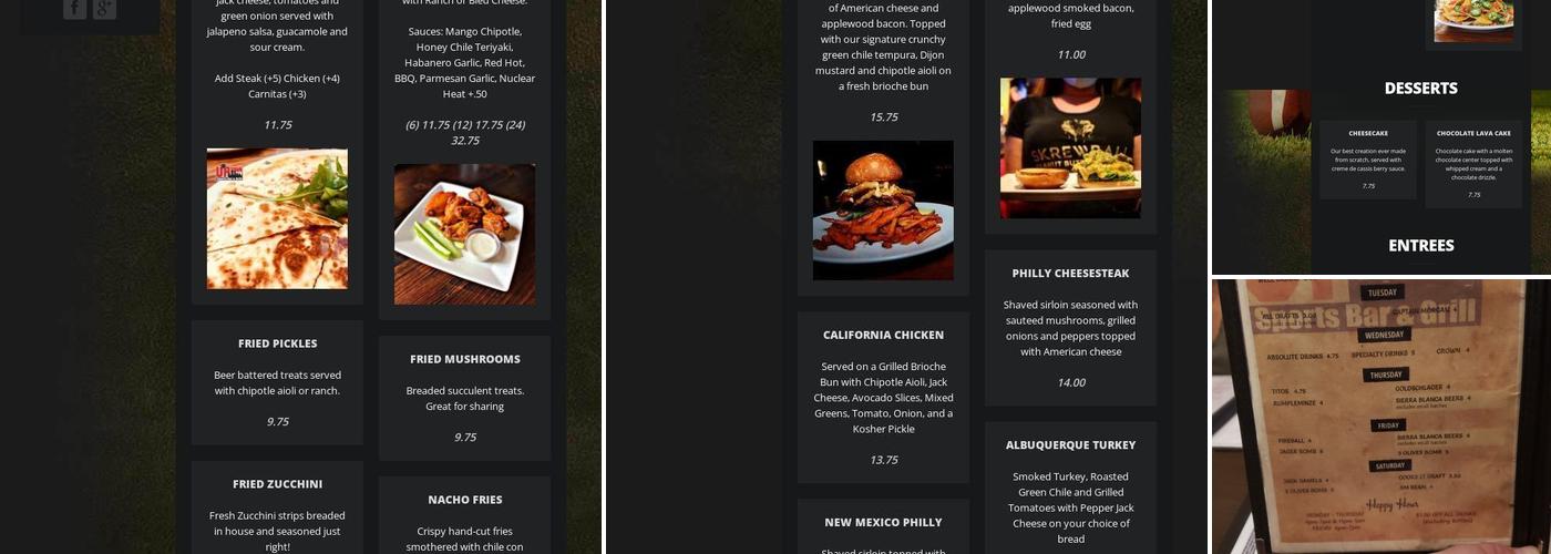 Uptown Sports Bar Menu