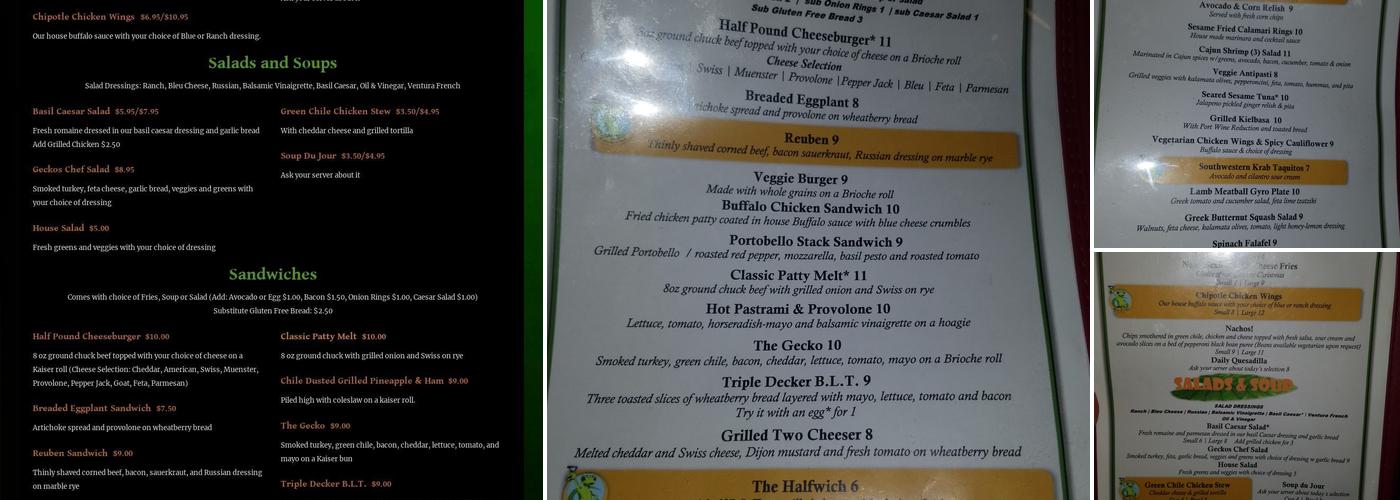 Gecko's Nob Hill Menu