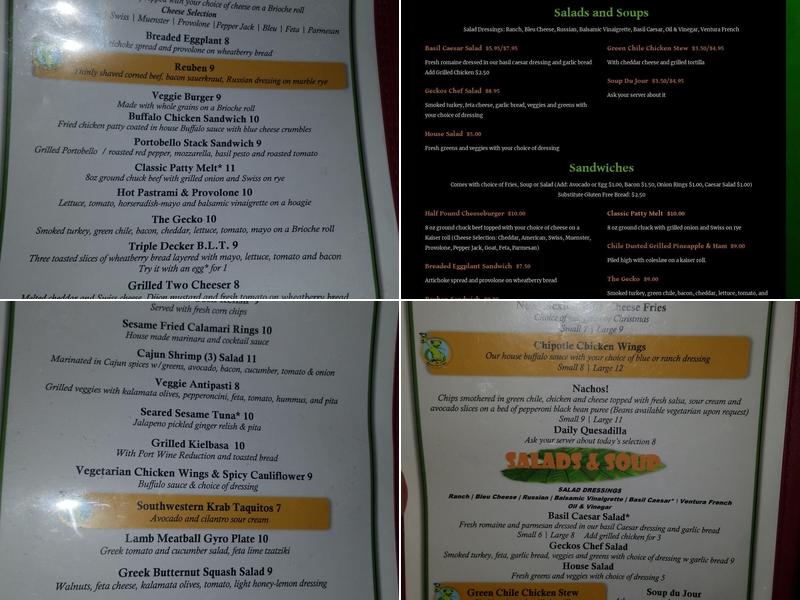 Gecko's Nob Hill Menu