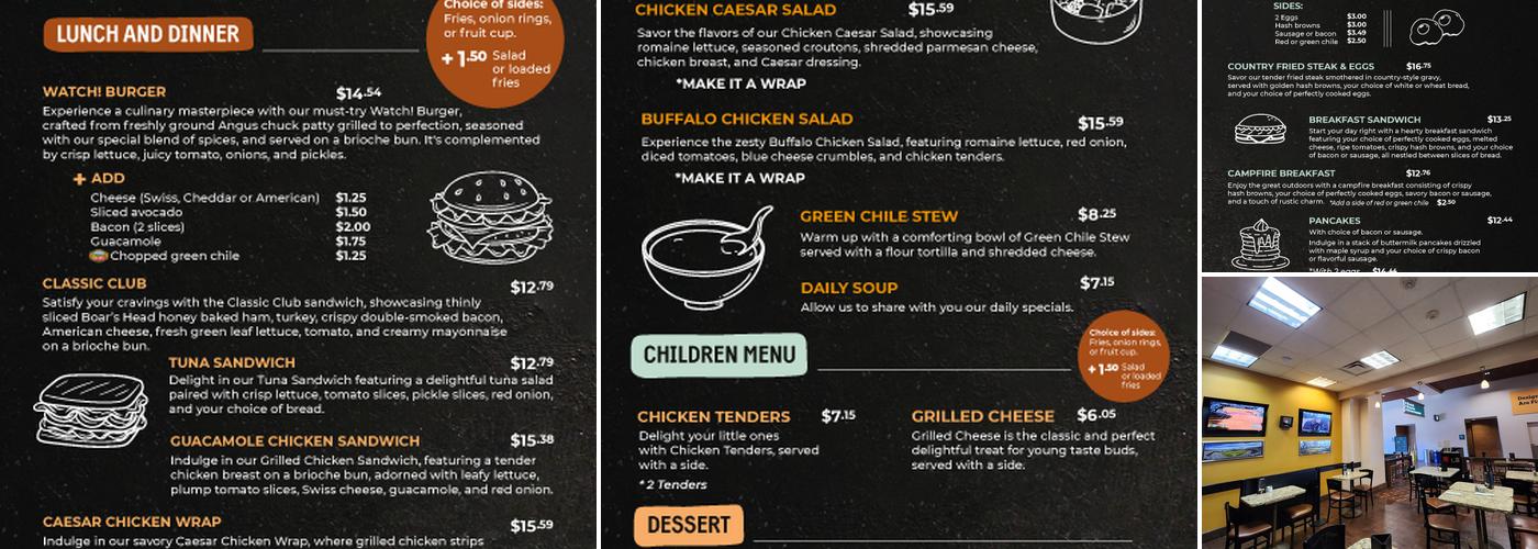 Watch! Sports Lounge and Grill Menu