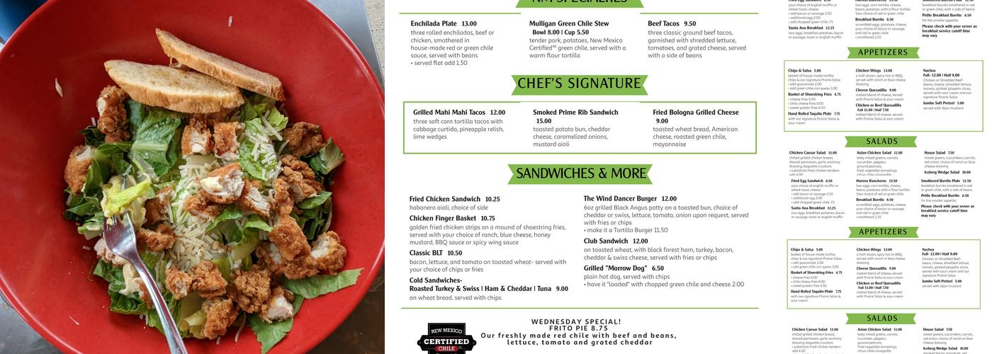 Wind Dancer Bar & Grill Menu