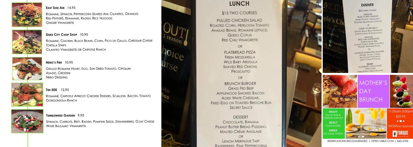 Forque Kitchen and Bar Menu