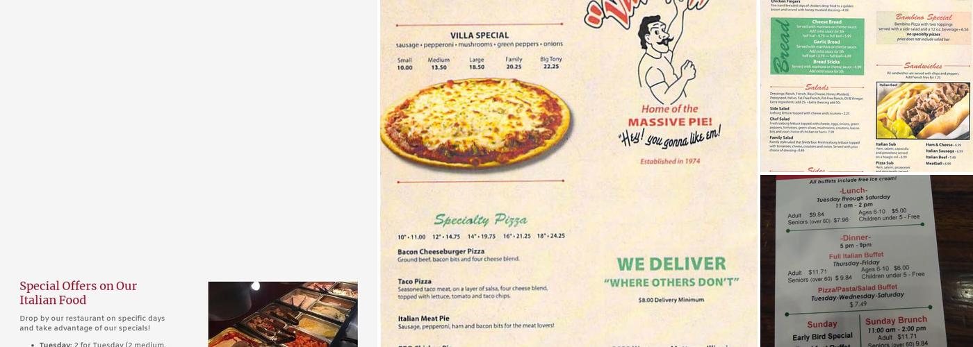 Villa Pizza Menu
