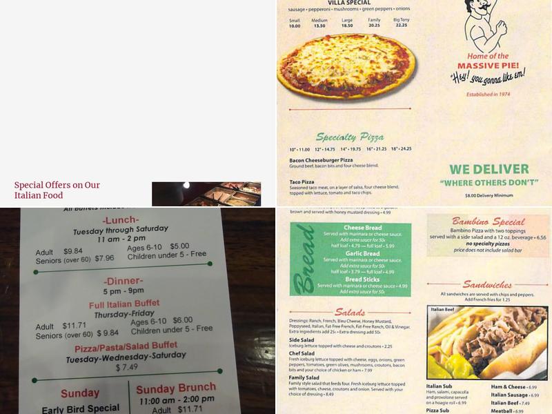 Villa Pizza Menu