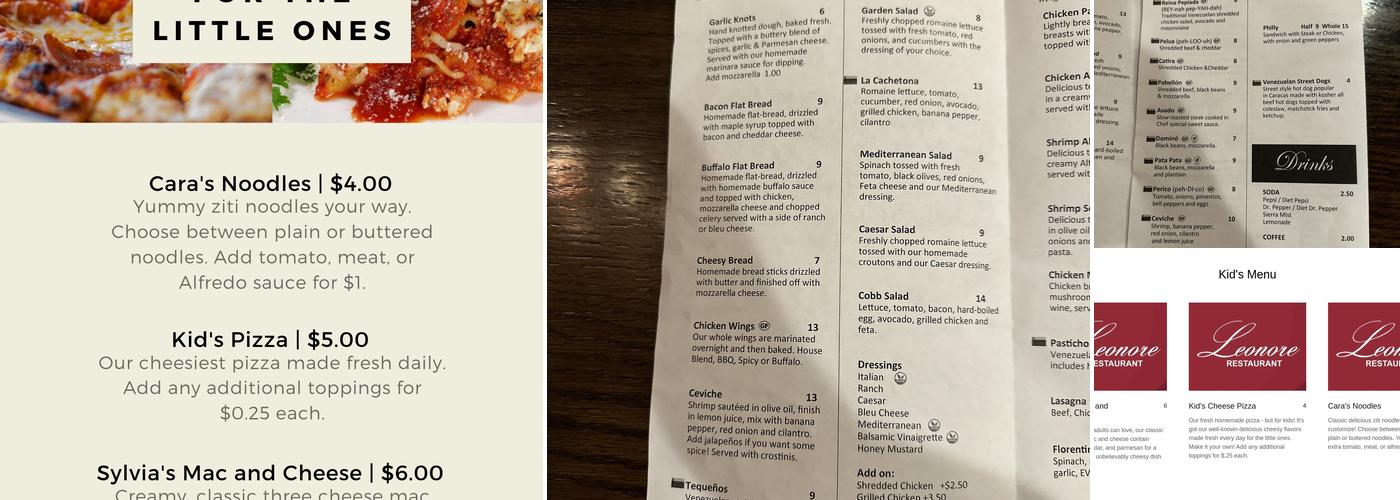 Leonore Restaurant Menu