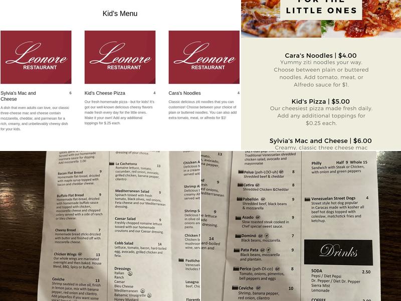 Leonore Restaurant Menu