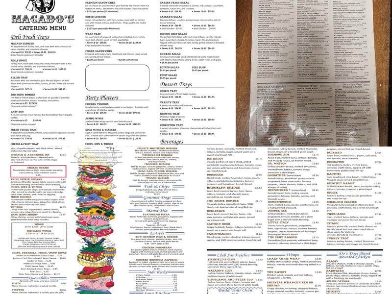 Macado's Menu