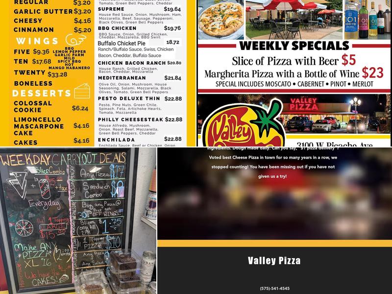 Valley Pizza LLC Menu