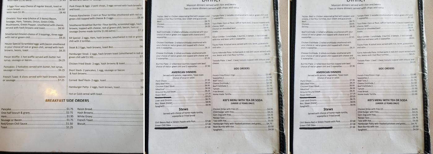 Highway 64 Cafe Menu