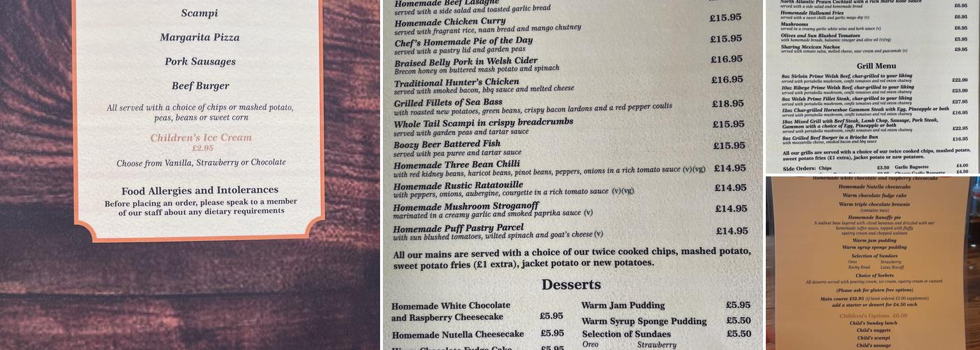 The Old White Horse Inn Menu