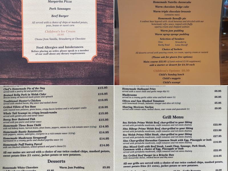 The Old White Horse Inn Menu
