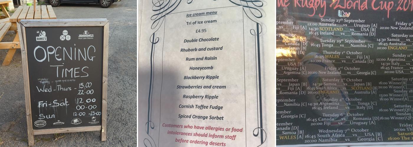 The Tanners Arms Menu