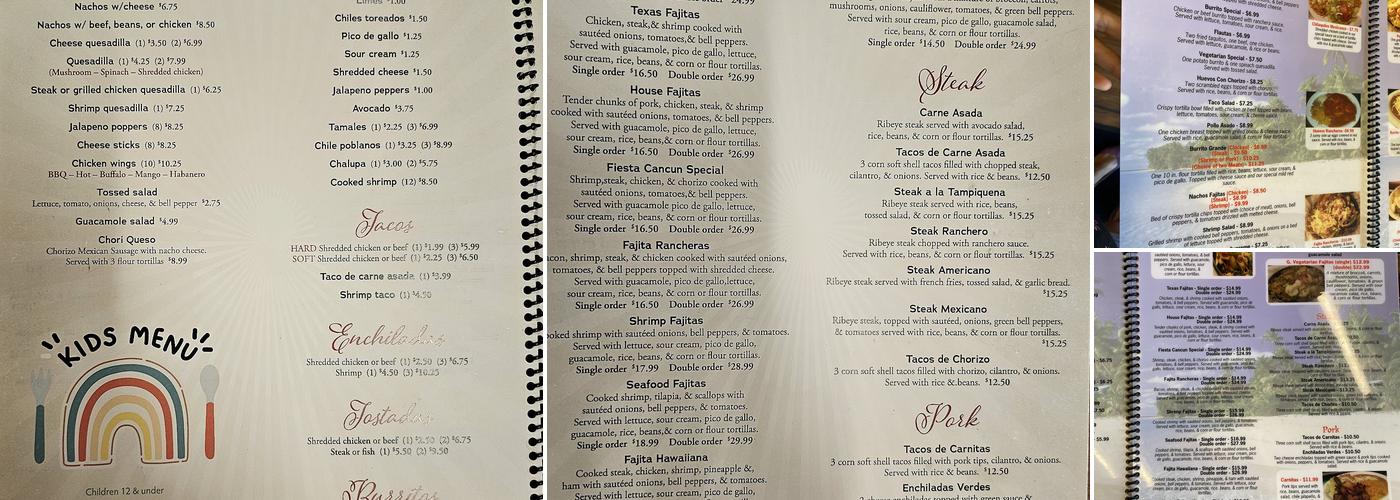 Fiesta Cancun Menu